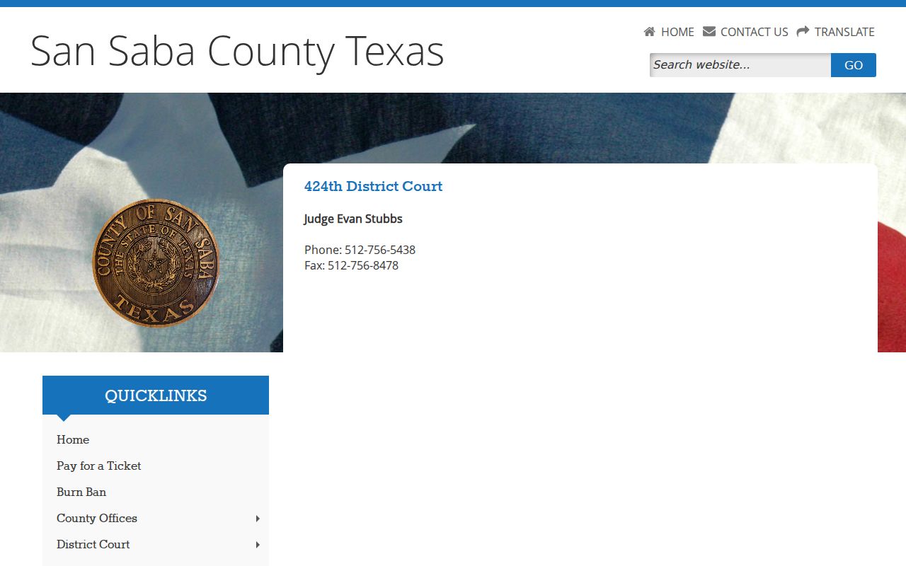 San Saba County criminal docket District Court contact