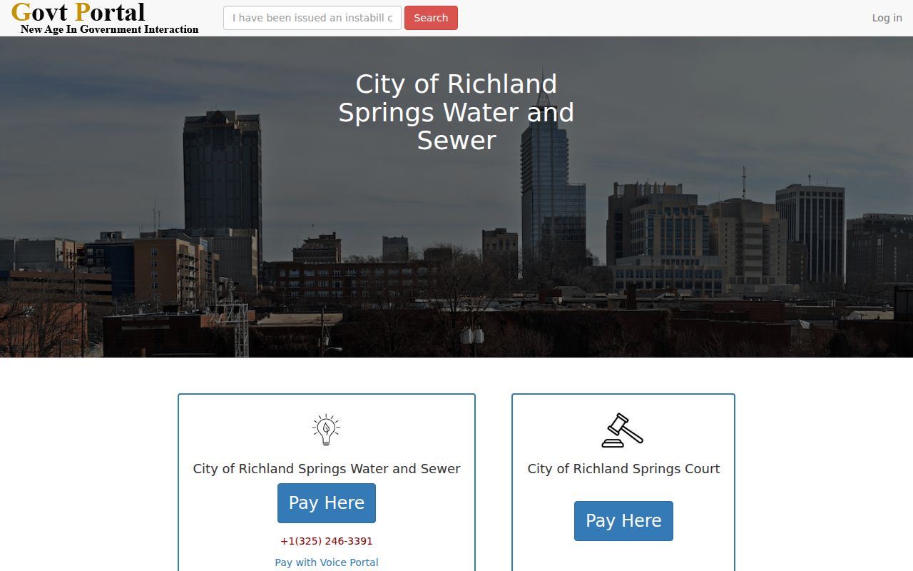 Richland Springs government portal Court tile and contact display
