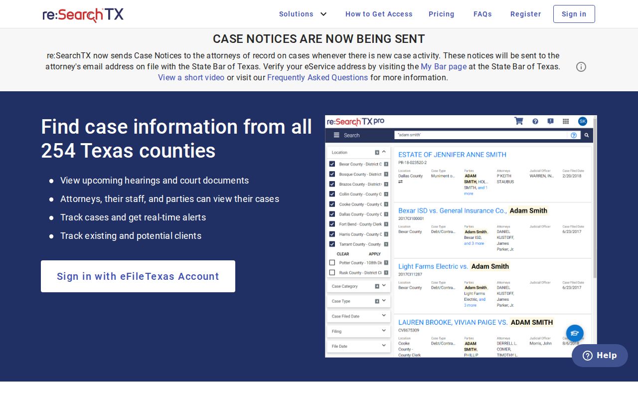 San Saba County case lookup sign-in at re:SearchTX